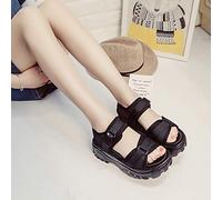 Cocila Sandalias De Cuña Para Mujer Plataforma Verano La Mujeres Espesa Mocasines Boca Cuñas Zapatos Fashion Fish Femeninas Flecos (Black, 39) Vestir Comodas Negro Cross Griegas Barefoot Jelly