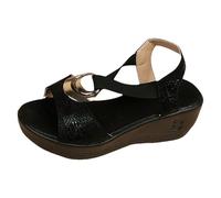 Cocila Sandalias De Cuña Para Mujer Plataforma Verano Mujer, Zapatos Cómodos, Punta Cerrada Cuñas (Black, 38) Ortopedicas Negro Tiras Verbenas Alpargatas Planas Fiesta Con Transparentes