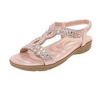 Cocila Sandalias De Cuña Para Mujer Plataforma Verano Zapatos Gruesas Con Impermeables Estilo Bohemio Blancas Planas (Pink, 41) Ortopedicas Senderismo Sandalia Romanas Negras Griegas