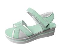 Cocila Sandalias De Cuña Para Mujer Tacón Gruesa Con Gancho Y Punta Abierta Bloqueo Color Verano Sandalia Cuero (Mint Green, 42) Ortopedicas Trekking Comodas Tacon Doradas Marca Vestir Cross