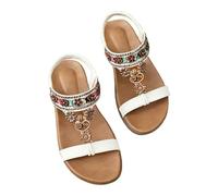 Cocila Sandalias De Mujer Con Tacones Cómodas Soporte, Zapatos Para Caminar Verano, Casuales Chanclas Elásticas En El Tobillo Panamá (White, 38) Women Sandals Summer Verano Trekking Barefoot