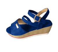Cocila Sandalias De Mujer Con Tacones Zapatos Cuñas Outdoor Deslizante Femenino En Las Fashion Casual Leisure Women'S Rosas (Blue, 38) Verano Trekking Caminar Ortopedicas Zapatillas Cangrejeras