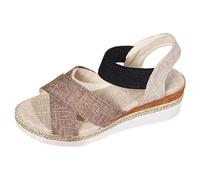 Cocila Sandalias De Mujer Verano Elegantes Con Cuña Ortopédicas Cómodas Para Zapatos Vestir Amarillas (Khaki, 37) Trekking Comodas Tacon Cangrejeras Playa Griegas Zapatillas Anti Fascitis