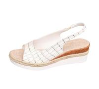 Cocila Sandalias De Mujer Verano Elegantes Con Cuña Para Mujer, Casuales Y Cuerda Negras (White, 39) Senderismo Women Sandals Summer Comodas Zapatos Fiesta Verbenas Alpargatas Animal Print