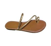 Cocila Sandalias De Mujer Verano Playa para Zapatillas Casuales Huecas Zapatos Retro (Gold, 41) Chanclas Antideslizantes Juanetes Deportivas Pitillos Cuña Blancas Planas Cuñas Esparto 5 Cm