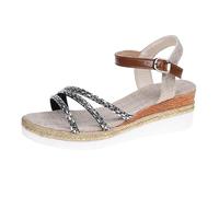 Cocila Sandalias De Piel Negras Con Cuña Yute Para Mujer Verano Nuevas Gruesa Y Tacón Hebilla Una Sola Línea Pez, Informales Doradas Planas (Black, 36) Vestir Comodas Hebillas Verbenas