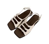Cocila Sandalias De Plataforma Para Mujer Planas Viaje Junto Al Mar Francesas Retro Cuñas Doradas (White, 35) Senderismo Vestir Comodas Verano Negro Zapatillas Fascitis Plantar Boda Gladiador