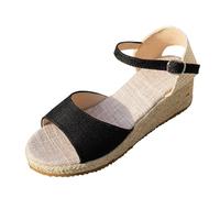 Cocila Sandalias De Plataforma Para Mujer Tacón Con Una Sola Tira Y Diseño Romanas Planas (Black, 39) Deportivas Ortopedicas Women Sandals Summer Blancas Alpargatas Cuña Negra Zapatos Piel