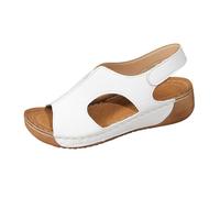 Cocila Sandalias De Plataforma Verano Con Tacón Bajo Para Mujer Informales Inclinada Y Hueca Mujer, Verano, A La Plata (White, 38) Senderismo Vestir Comodas Women Sandals Summer Alpargata Plana