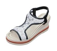 Cocila Sandalias De Plataforma Verano Con Tacón Bajo Para Mujer Malla Flores Mujer, Punta Abierta Y Gruesa, Talla Grande, Europa Unidos. Sandalia (Black, 43) Women Sandals Summer Senderismo