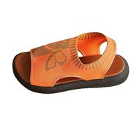 Cocila Sandalias De Plataforma Verano Con Tacón Bajo Para Mujer Planas Mujer, Puntera Abierta, Malla Y Tiras Al Tobillo, Antideslizantes, Estilo Bohemio, Verano, 2026 Marca (Orange, 42) Trekking