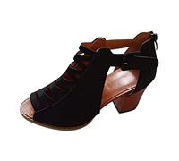 Cocila Sandalias De Tacón Alto Aguja Para Mujer Heels Outdoor Leisure On Women'S Fashion Sandals Shoes Breathable Sandalia Tobillo Plana (Black, 42) Tacones Negros Tacon Verano Pitillos Altas