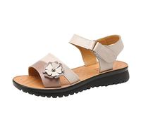 Cocila Sandalias De Tacón Bajo Ajuste Ancho Para Mujer 2026 Nuevas Prendas Vestir Verano, Pantuflas Antideslizantes Blanda Ancianos Con Gancho Inferior Edad Cuña Esparto (Beige, 40) Verano Negro