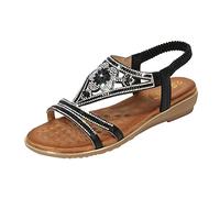 Cocila Sandalias De Tacón Bajo Ajuste Ancho Para Mujer Zapatos Fashion Buckle Sandals Sandales Verano Mujeres Cuñas Flops Femeninas Griegas (Black, 40) Vestir Comodas Trekking Esparteñas Planas