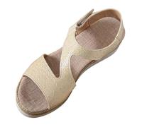 Cocila Sandalias De Tacón Bajo Cuña Para Mujer Verano Mujer, Talla Grande, Con Plana Y Pez, Europa Unidos. Dorada (Khaki, 38) Barefoot Trekking Caminar Ortopedicas Senderismo Alpargatas Zapatos