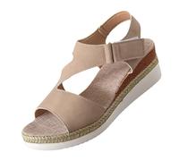 Cocila Sandalias De Tacón Bajo Cuña Para Mujer Verano Mujer, Talla Grande, Con Plana Y Pez, Europa Unidos. Dorada (Rose Gold, 38) Trekking Comodas Sandalia Senderismo Alpargata Griegas Plata