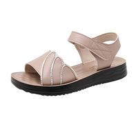 Cocila Sandalias De Tacón Bajo En Bloque Para Mujer 2026 Nuevas Prendas Vestir Verano, Pantuflas Antideslizantes Blanda Ancianos Con Gancho Inferior Edad Trenzadas (Rose Gold, 38) Women Sandals