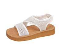 Cocila Sandalias De Tacón Bajo En Bloque Para Mujer Verano 2026 Mujer, Cómodas Y Elegantes, Con Tiras Elásticas El Tobillo, Gruesa, Antideslizantes, Vestir, Punta Abierta, Coronel (White, 39)
