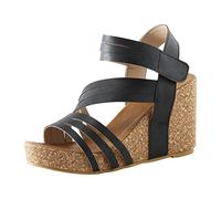 Cocila Sandalias De Tacón Bajo Grueso Para Mujer Comercio Exterior Europeas Y Mujeres Nuevas Verano Con Tacones Cuña Sexys Cubiertas (Black, 37) Ortopedicas Sandalia Senderismo Women Sandals