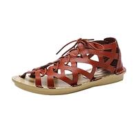 Cocila Sandalias De Tacón Bajo Grueso Para Mujer Verano Cuero Ligero Y Cómodas Color Sólido Tiras (Brown, 42) Comodas Senderismo Alpargatas Negras Zapatos Comodos Trenzadas Planas Blancas Marca