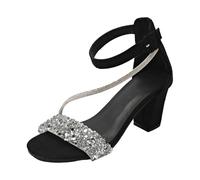Cocila Sandalias De Tacón Grueso Con Plataforma Para Mujer Informales Hebilla Cinturón Lateral Hueca Mujer, Zapatos Grueso, Verano (Black, 44) Negras Tacon Rojos Comodas Ancho Tiras Sandálias