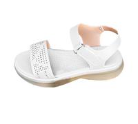 Cocila Sandalias De Verano Para Mujer Tacón Ligero Con Aguja Y Abertura Lateral, Inclinada Panamá (White, 37) Plateadas Chanclas Agua Ortopédicas Señora Mayor Zapatos Griegas Tacon Negras Zapato
