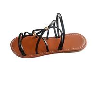 Cocila Sandalias De Verano Tacón Alto Para Mujer Casuales Plataforma Con Puntera Abierta Zapatos Playa Fondo Combinación Correa Fina Cuero Sólido Brillantes (Black, 42) Deportivas Trekking Tacon