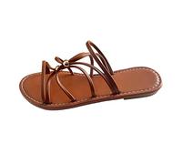 Cocila Sandalias De Verano Tacón Alto Para Mujer Casuales Plataforma Con Puntera Abierta Zapatos Playa Fondo Combinación Correa Fina Cuero Sólido Brillantes (Brown, 37) Trekking Barefoot