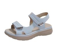 Cocila Sandalias De Vestir Para Mujer Casuales Verano Gruesas Una Tira Zapatos (Blue, 42) Caminar Comodas Griegas Plantilla Extraible Elegantes Cuña Negra Tacon Doradas Romanas Zapatillas