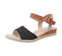Cocila Sandalias De Vestir Para Mujer Con Una Tira, Tacón Bajo, Hebilla Pez, Gruesa Y Punta Abierta Playa Chanclas Rafia (Black, 37) Caminar Verano Comodas Sandalia Cuña Comoda Juanetes