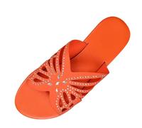Cocila Sandalias Leather Wedge Plat Mule para Mujer con Punta De, Estilo Retro, Senderismo. Zapatillas Gimnasio (Orange, 38) Deportivas Ortopedicas Goma Fascitis Zuecos Verano Alpargatas