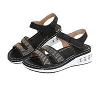 Cocila Sandalias Mujer Comodas Baratas 2026 Alpargatas Casual Zapatos Con Cojín De Agua Para Mujer, Gruesa, Tacón Inclinado, Talla Grande, Única (Black, 39) Verano Tacon Cuña Ortopedicos Griegas