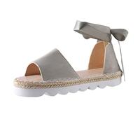 Cocila Sandalias Mujer Comodas Baratas 2026 Alpargatas Casual Zapatos De Cómodas Tacón Para Tamaño Con Correa En El Tobillo Color Mostaza (Grey, 38) Ortopedicas Verano Negro Griegas Sandalia