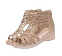 Cocila Sandalias Mujer Comodas Baratas 2026 Alpargatas Casual Zapatos De Mujer, Mamá, Exterior Con Cuña, Cuero Casuales Verano Para (Gold, 37) Senderismo Women Sandals Summer Cuña Griegas Piel