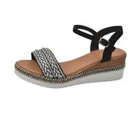 Cocila Sandalias Mujer Comodas Baratas 2026 Alpargatas Casual Zapatos Tejidas Con De Pez Y Tacón Cuña Grueso Marca Italiana (Black, 40) Verano Caminar Senderismo Sandalia Romana Plataforma