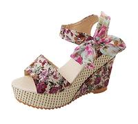 Cocila Sandalias Mujer Verano Cómodas Ortopédicas De Punto Deportivas Footwear Shoes Floral Flower Heel Women'S Wedges Sandals Ladies Femeninas Senderismo Arch Fit Zapatos Respetuosas Para