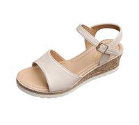 Cocila Sandalias Mujer Verano Cómodas Ortopédicas De Punto Deportivas Tacón Cuña Con Punta Abierta Cuero Color Liso Para A La Negro Zapatos Destalonados Respetuosas Anchas Vestir Wedge Sandals