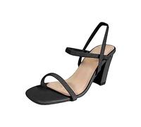 Cocila Sandalias Mujer Verano Comodas Tacon Ásperos, Zapatillas Con Punta, Retro Para De, Tacones Altos, Femeninas Punta Abierta, Patrón (Black, 39) Zapatos Barefoot Plateadas Fiesta Calzado
