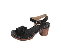 Cocila Sandalias Mujer Verano Comodas Tacon De Para Con Hebilla Cinturón Hueca Lateral Y Plana, Informales, (Black, 36) Tacones Rojos Zapatos Novia Boda Comodos Tacón Bajo Rojas Azul Marino Rosa