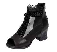 Cocila Sandalias Mujer Verano Comodas Tacon De Para Mujer, Talla Grande, Con Cuña Y Tacón Pez, Informales (Black, 35) Zapatos Dorados Novia Boda Cómodas Bajo Stilettos Azul Tacones Blancos The