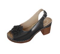 Cocila Sandalias Mujer Verano Comodas Tacon Informales Con Hebilla De Cinturón Lateral Hueca Para Mujer, Zapatos A La (Black, 42) Doradas Negro Negras Plataforma Sandalia Roja 35 Azules Zapato
