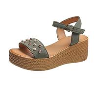 Cocila Sandalias Mujer Verano Planas Bohemio Con Cuentas De Cuña Para Correa Botones Casuales A La Tacón Ortopédicas Shoes For Women 37 Negras Plataforma Comodas Ortopedicas Corregir Juanetes