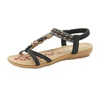 Cocila Sandalias Para Mujer Summer Beach Planas De Gladiador Toe Women Elatic Braatable Shoes Flat Sandls Open Women'S Dedo (Black, 42) Ortopedicas Zapatos Verano Comodos Vestir Verbenas