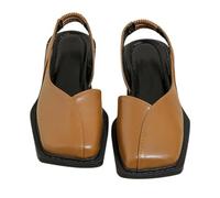 Cocila Sandalias Para Mujer Zapatos De Tacón Alto Ancho Elegante Baotou Cuadrado Mujer, Cómodas, Planas Y, Con Punta Cuadrada Cuero (Brown, 41) Verano Cuñas Trekking 38 Caminar Negras Pitillos