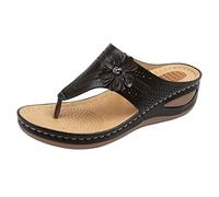 Cocila Sandalias Planas Para Mujer Zapato De Verano Con Chanclas Cruzadas Zapatillas Tacón Inclinado Mujer, Playa Retro Masaje Gruesa A La Sandalia Cuña (Black, 38) Chinelos Homem Casa
