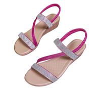 Cocila Sandalias Plataforma Mujer Con Cuña Verano Alpargatas De Informales Hebilla Cinturón Y Parte Inferior Inclinada, Zapatos, Para Sandalia (Hot Pink, 37) Caminar Barefoot Bio Doradas Roja