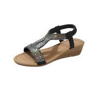 Cocila Sandalias Plataforma Mujer Con Cuña Verano Alpargatas De Para Mujer, Cómodas Y Brillantes, Punta Abierta, Ideales Bodas Vestidos Sandalia Niña (Black, 36) Verbenas Tiras Zapatos Agua
