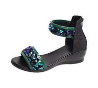 Cocila Sandalias Plataforma Mujer Con Cuña Verano Alpargatas Women Shoes Adult Female Long Slipper Socks For Summer Solid Color Casual Toe Flat Soft Indoor Zapatillas De Deportes (Green, 37)