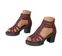 Cocila Sandalias Plataforma Mujer Verano Comodas De Tacón Y Grueso Para Mujer, Con Punta Abierta Pez, (Red, 36) Negras Tacon Vestir Plata Zapatos Azul Cielo Naranjas Marino Leopardo Womans