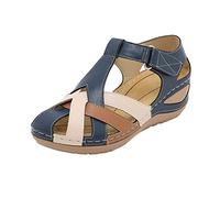 Cocila Sandalias Senderismo Mujer De Verano Zapatos Tamaño Transpirables Con Tacón Cuña Boda (Blue, 37) Deportiva Sandalia Comoda Esparto Cuñas Alpargatas Planas Pitillos 2026 Animal Print Goma